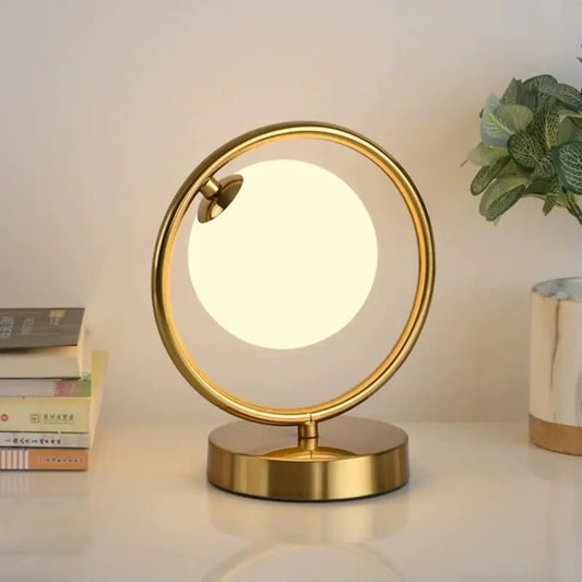 Veilleuse de rêve | Veilleuse Moderne en Laiton Rond | lampe bureau laiton | socle lampe laiton | lampe en laiton