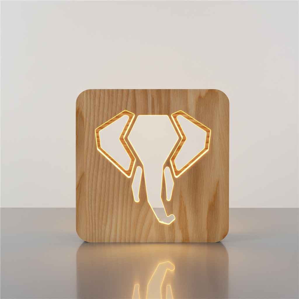Lampe Elephant Bois Veilleuse de rêve