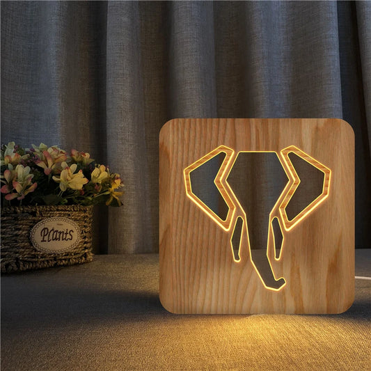 Lampe Elephant Design Bois