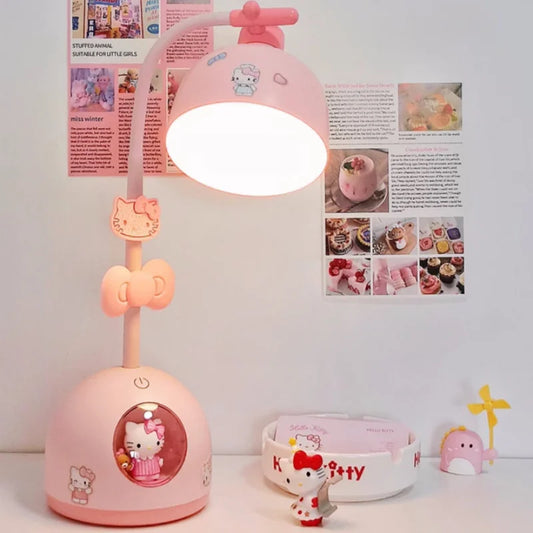 Sanrio Hellokitty Led Rechargeable Table Lamp Eye Protection Disney Anime Stitch Alien Mickey Mouse Usb Student Desk Lamp Gifts Veilleuse de rêve