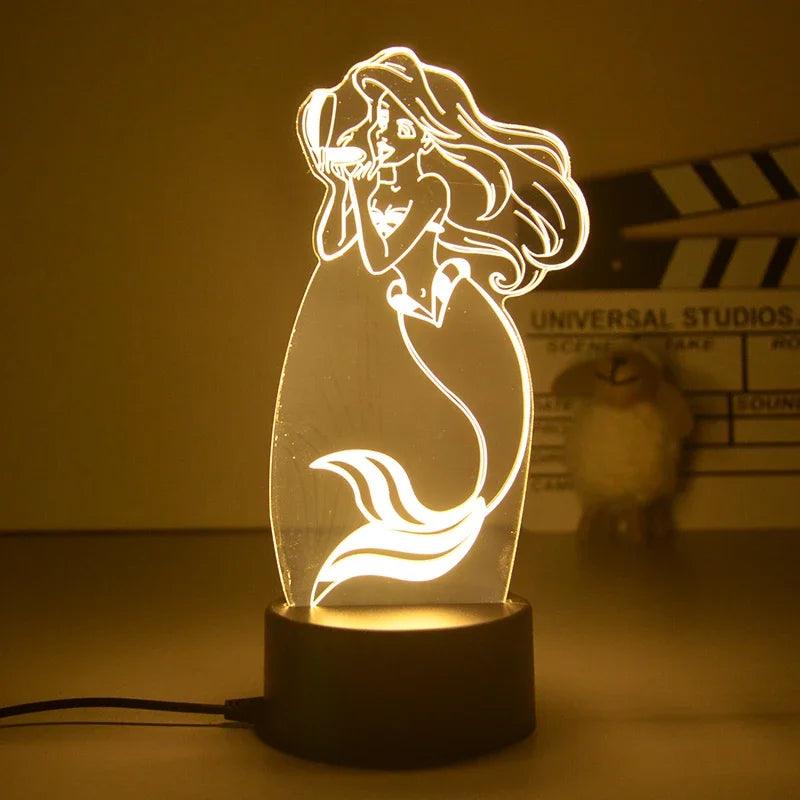 Lampe Led 3D Ariel La Petite Sirene - Veilleuse de rêve 