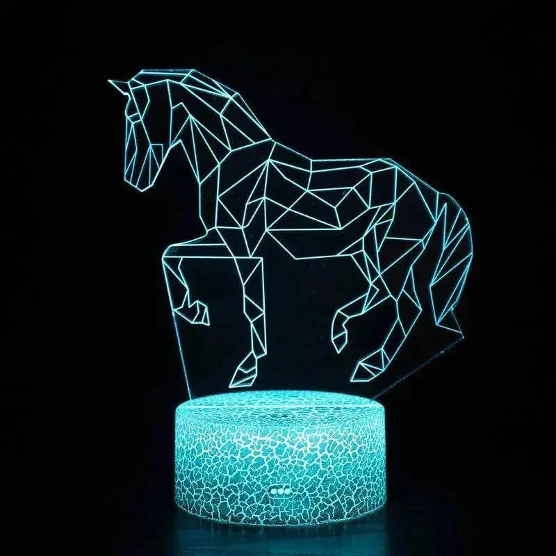 Lampe 3d Cheval Bleu Base Cracker