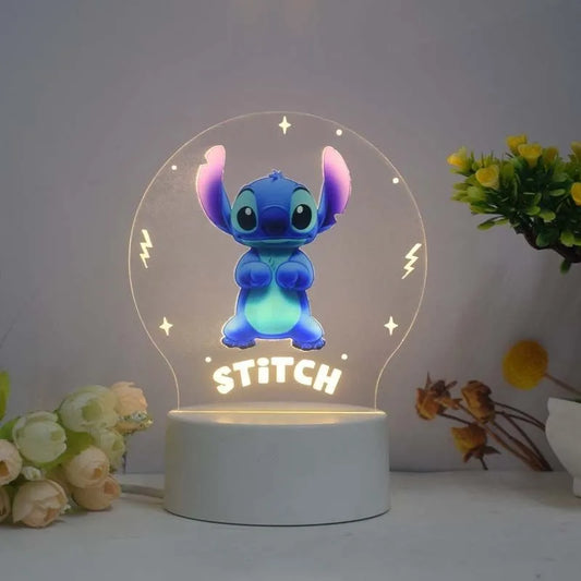 Lampe Led Stitch 3D Socle Blanc