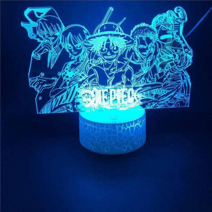 Veilleuse de rêve Manga | One Piece 3D "Mugiwara" Bleu Support Craquer