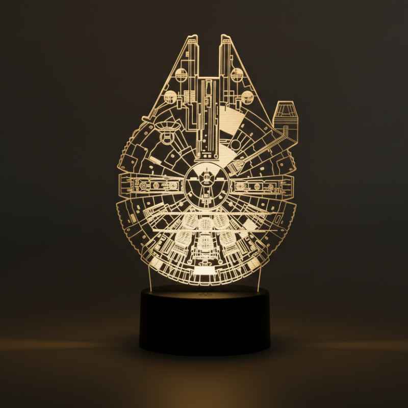 lampe LED 3D Millennium Falcon décor geek de chambre