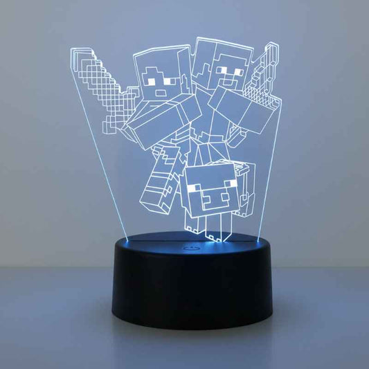 Lampe Minecraft 3D Bataille LED allumée 7 couleurs