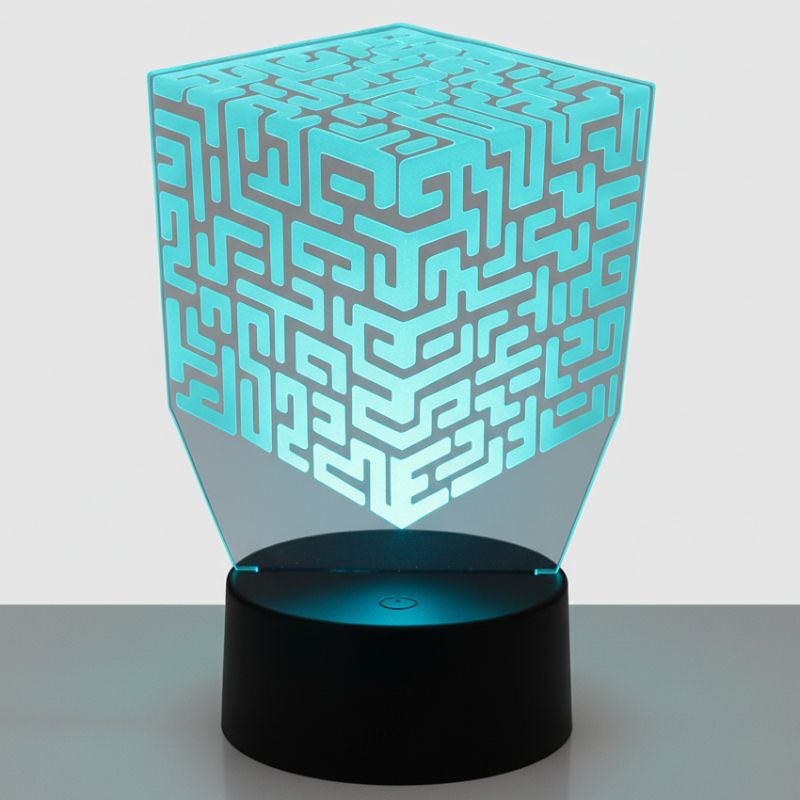 Lampe 3D Minecraft Labyrinthe avec socle