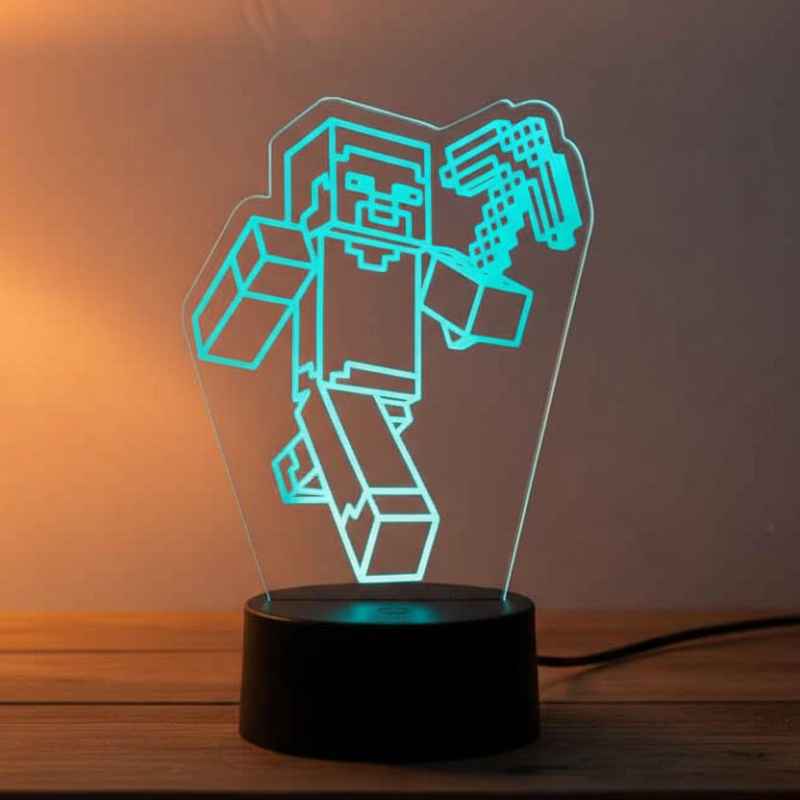 Lampe 3D Minecraft Marteau Bleu