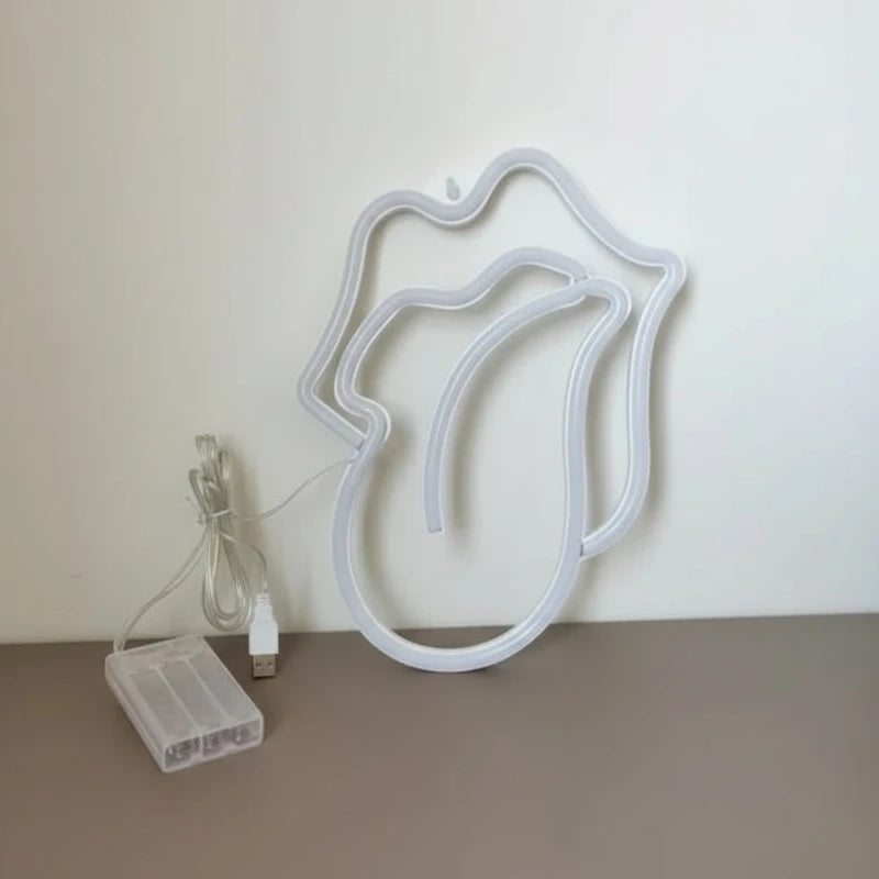 éclairage déco néon led rose tire la langue original