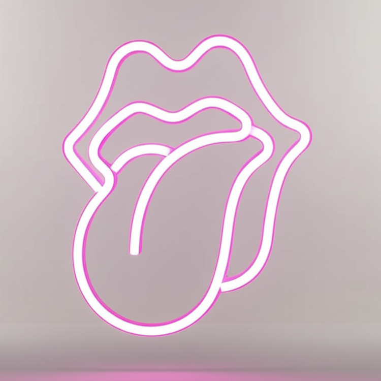 Lampe Neon Mural Tire La Langue Rose