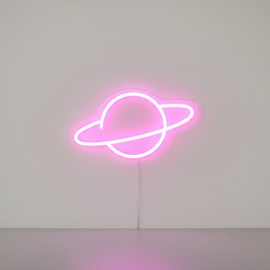 Lampe Neon Planete Rose Veilleuse de rêve
