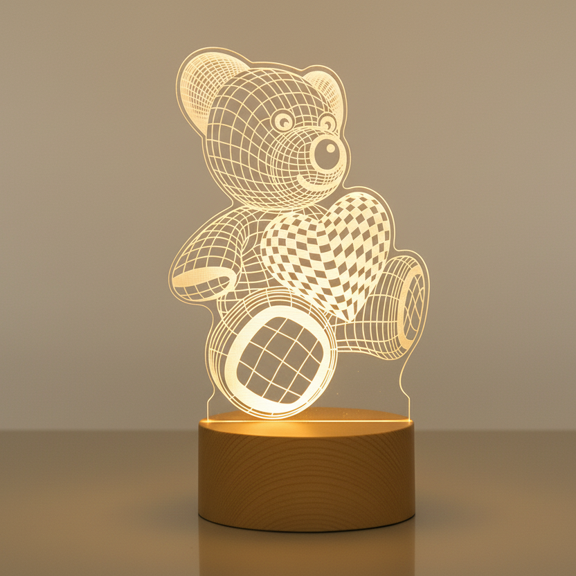 Lampe Ourson 3D Veilleuse de rêve
