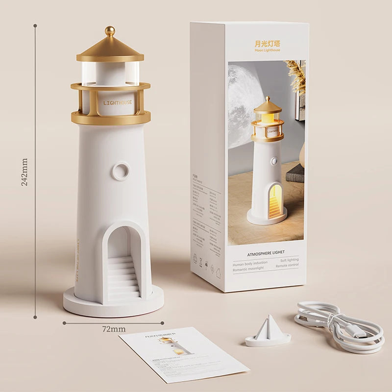 Lampe Phare Marin Projecteur Lune veilleuse Bluetooth en mode lumière de bougie