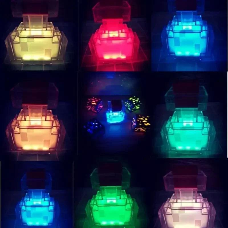 Lampe Minecraft potion multicolore 8 LED changeantes