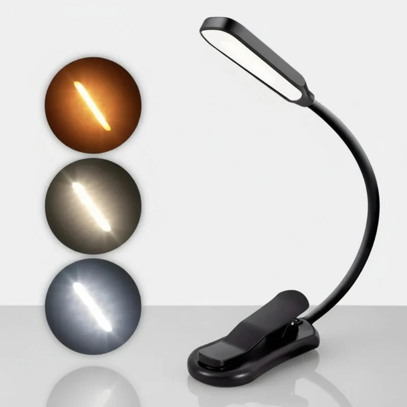Veilleuse livre pince LED rechargeable 3 intensités USB tactile