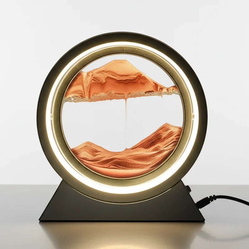 effet hypnotique lampe sablier LED sable multicolore