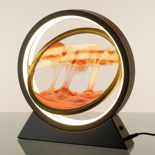 lampe sablier lumineuse LED décorative effet sable coloré