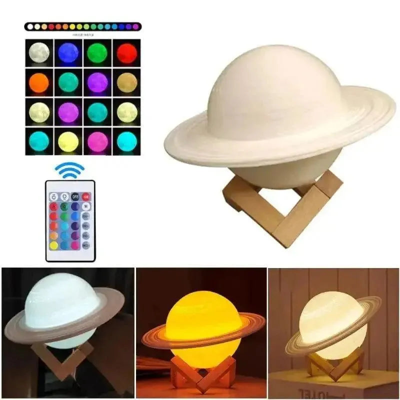 Lampe déco saturne 3d multicolore