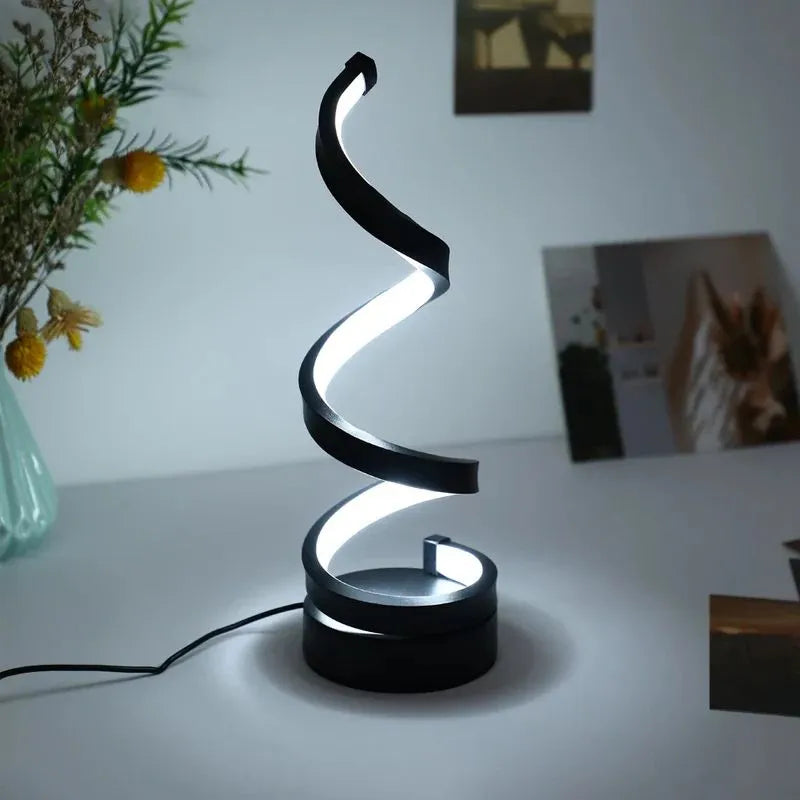 Lampe Spirale A Poser Noir Allumer