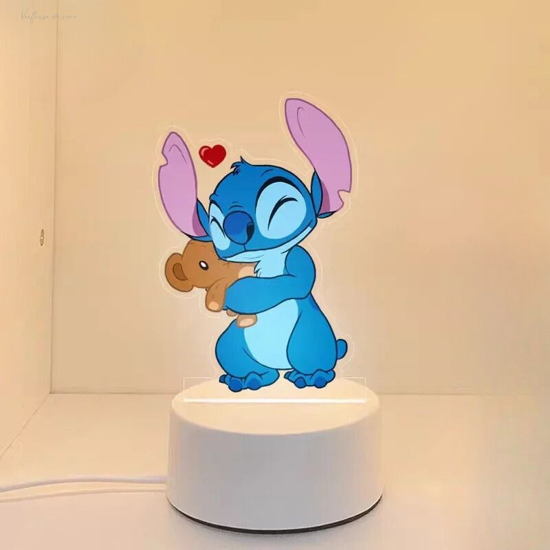 Disney Stitch Night Light Cartoon Cute Ornaments Night Light Bedside Lamp Desk Lamp Child Birthday Gift Party Veilleuse de rêve