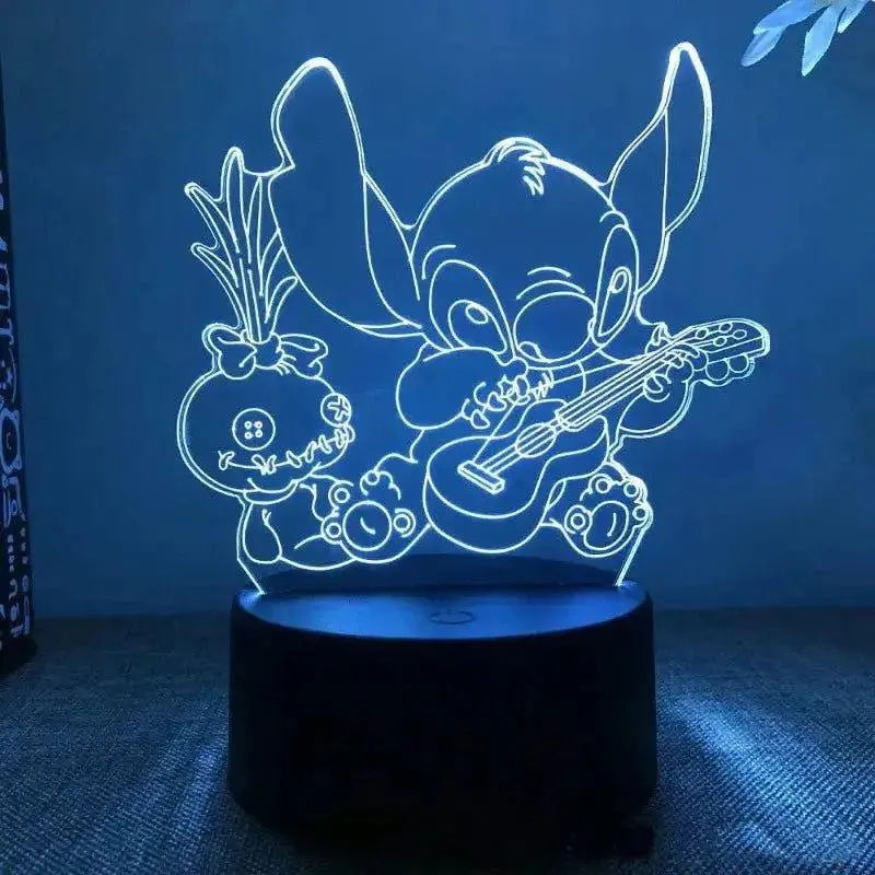 Lampe Stitch LED 3D Joue De La Guitare