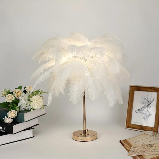 Lampe de Chevet Plume Blanc