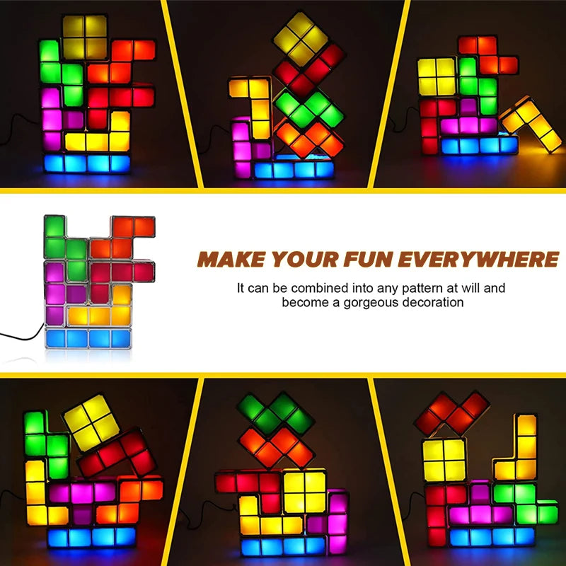 Veilleuse Tetris colorée empilable