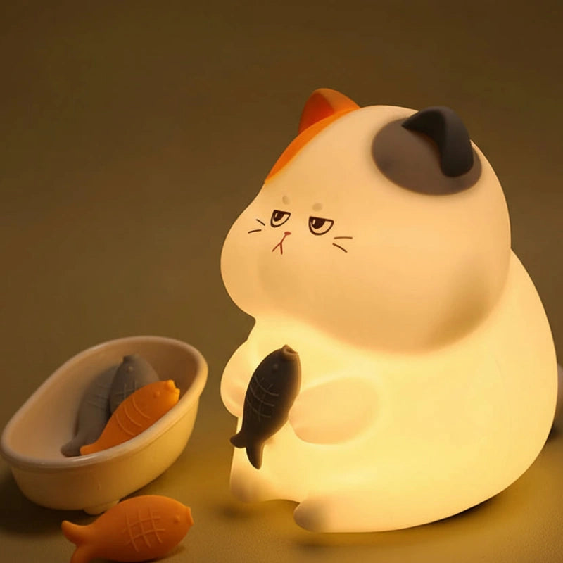 veilleuse chat silicone tactile sans BPA éclairage doux pour nouveau‑né