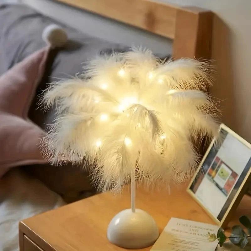 Lampe de Chevet Plume Batterie - Veilleuse de rêve 