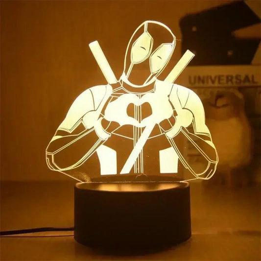 Lampe de table 3D Super-héros Amour Deadpool - Veilleuse de rêve 