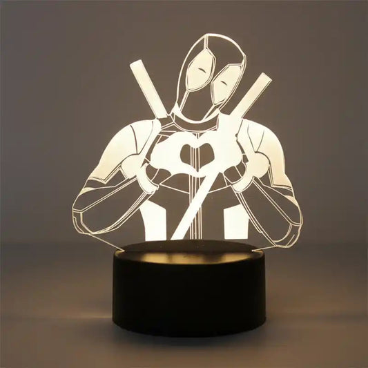 Lampe de table 3D Super-héros Amour Deadpool Veilleuse de rêve