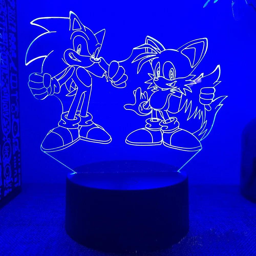 Lampe en Led 3D Sonic et Tails - Veilleuse de rêve 