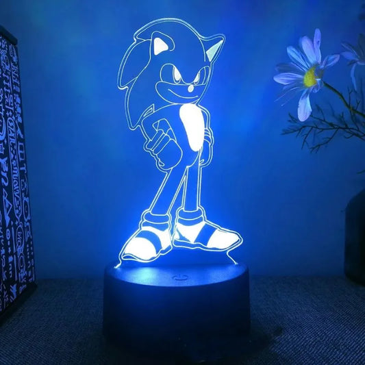 Lampe en Led 3D Sonic L'Herisson Bleu