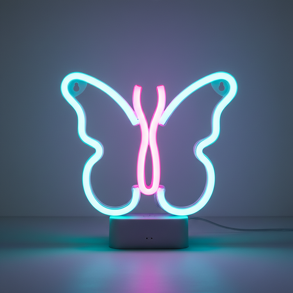 Lampes Papillon Neon Bleu Veilleuse de rêve
