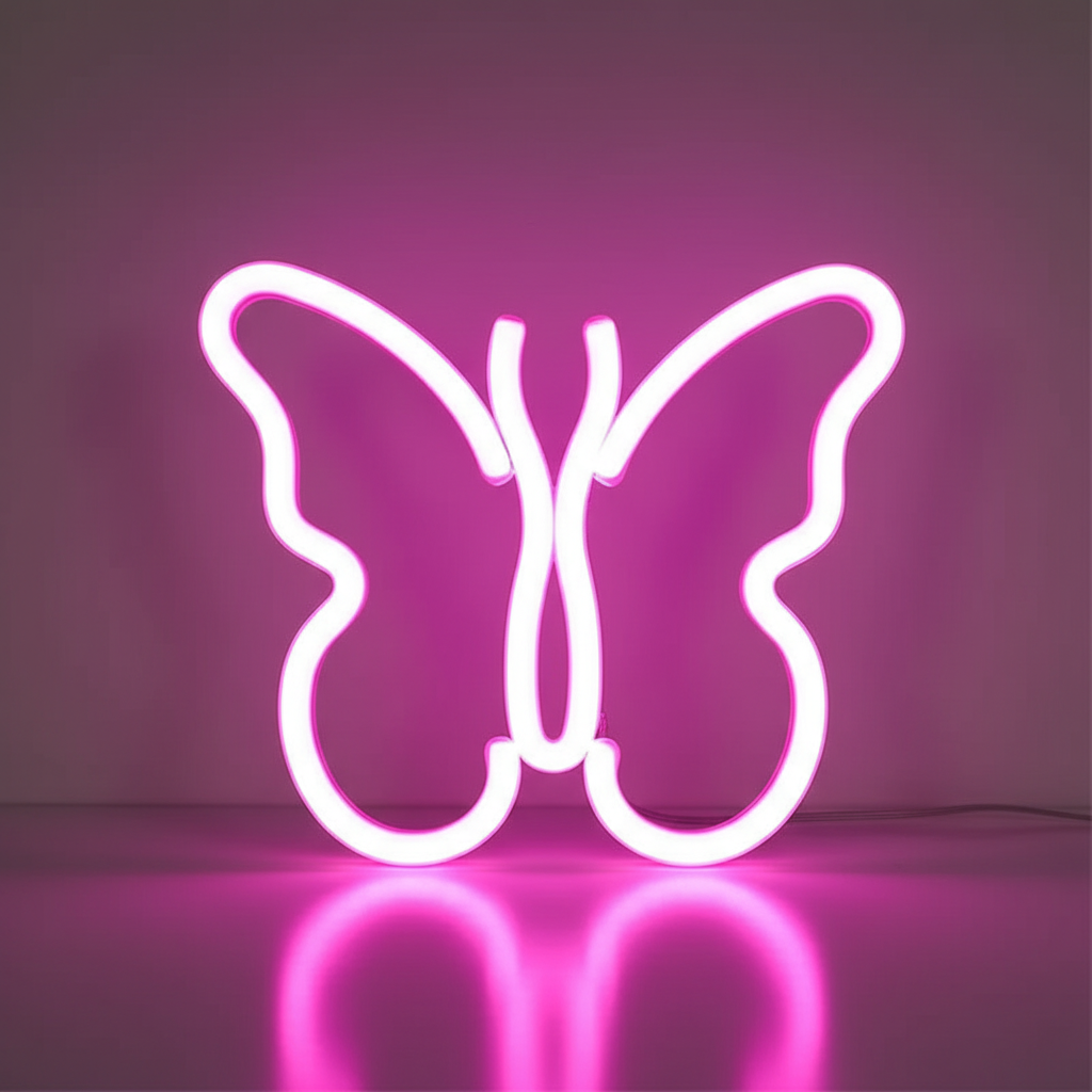 Lampes Papillon Neon Rose Veilleuse de rêve