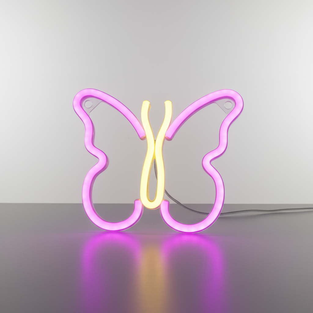 Lampes Papillon Neon Rose Jaune Veilleuse de rêve