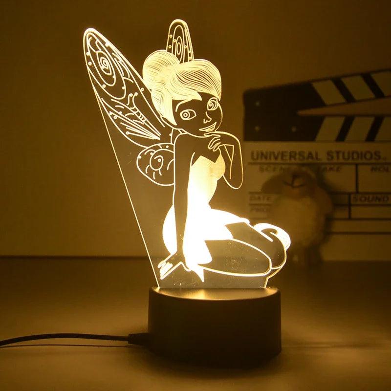 Led Veilleuse Lampe 3D Fée Clochette - Veilleuse de rêve 