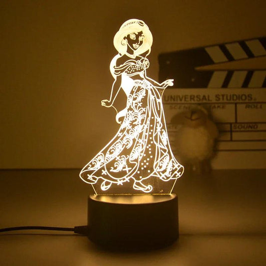 Lumière De Vision 3D Jasmine Princesse - Veilleuse de rêve 