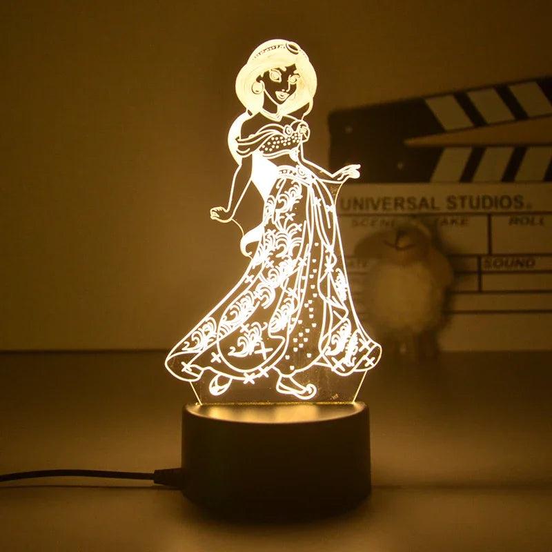 Lumière De Vision 3D Jasmine Princesse - Veilleuse de rêve