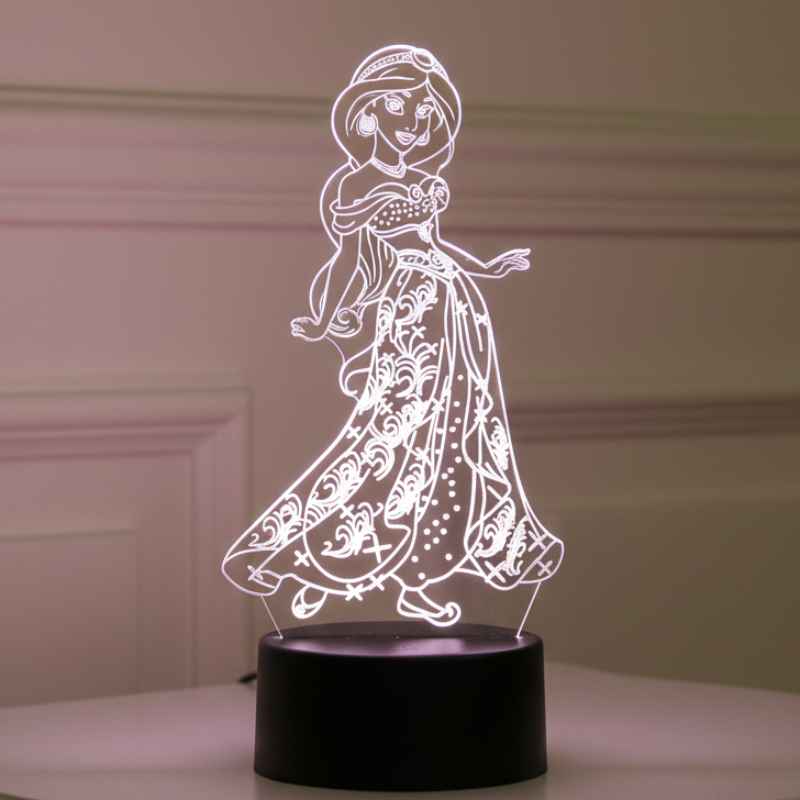 Lampe 3D DEL Princesse Jasmine Aladdin