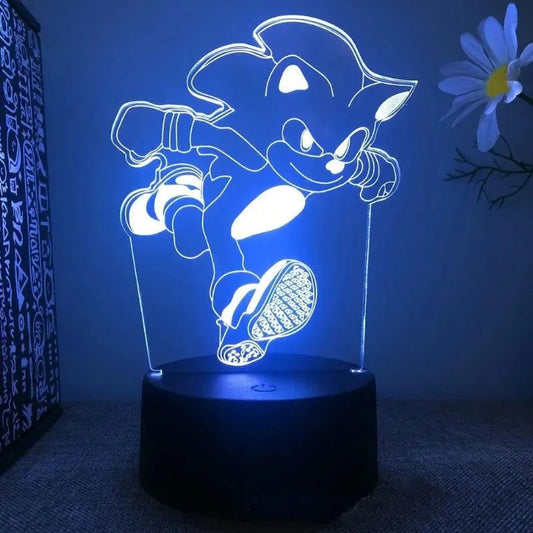 Lampe 3D Sonic qui Court Bleu