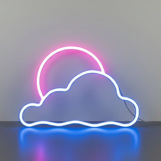 Neon Deco Murale | Soleil Derriere Nuage Veilleuse de rêve