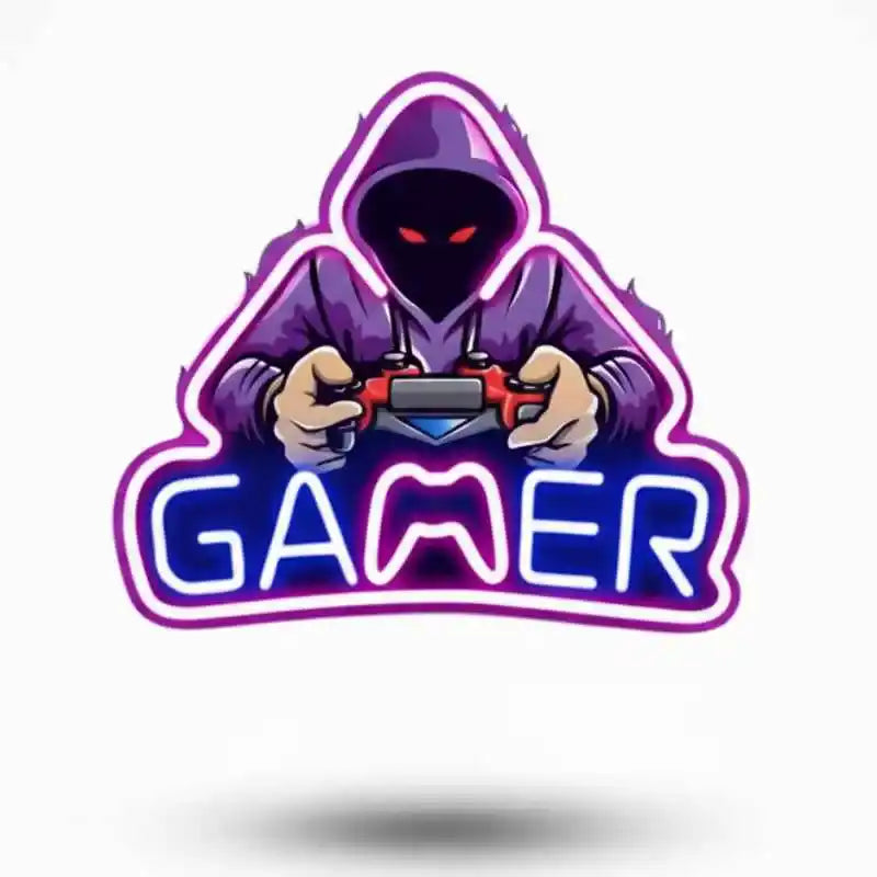 Néon bleu-violet Gamer Room allumé mur gaming setup PC streamer esport RGB