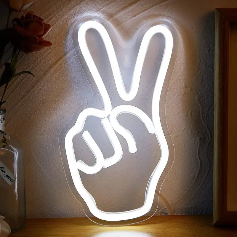Lampe Néon Peace Allumer Sur Le Mur