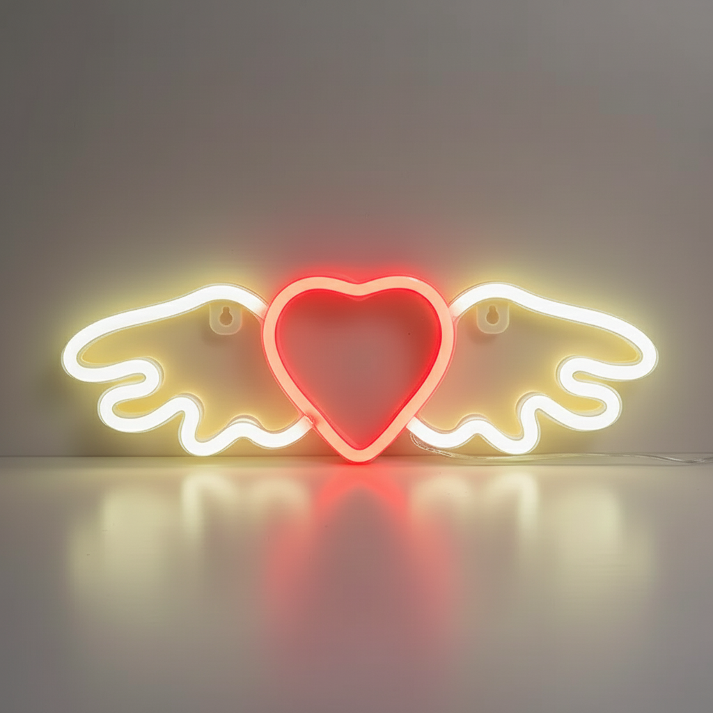 Neon Ailes D'Ange Cœur Rouge Veilleuse de rêve