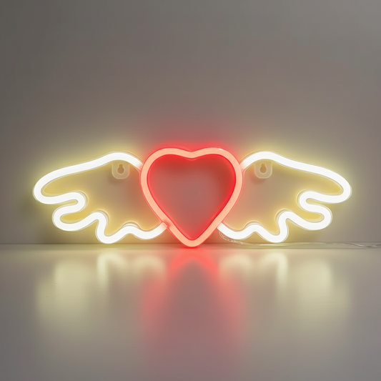 Neon Ailes D'Ange Cœur Rouge Veilleuse de rêve
