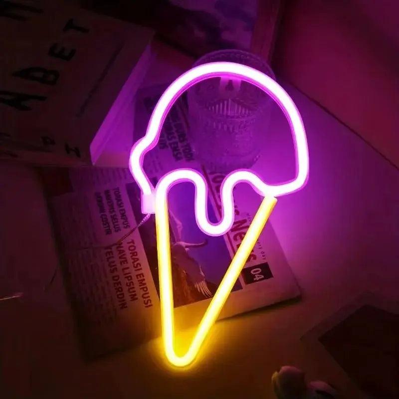 Enseigne Neon LED en Forme de Cornet de Glace
