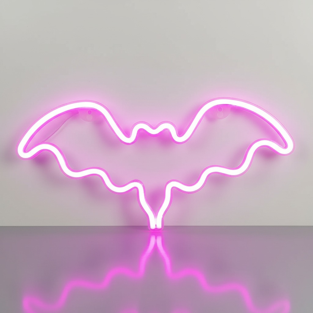 Neon Mural Sans Fil Chauve Souris Rose Veilleuse de rêve