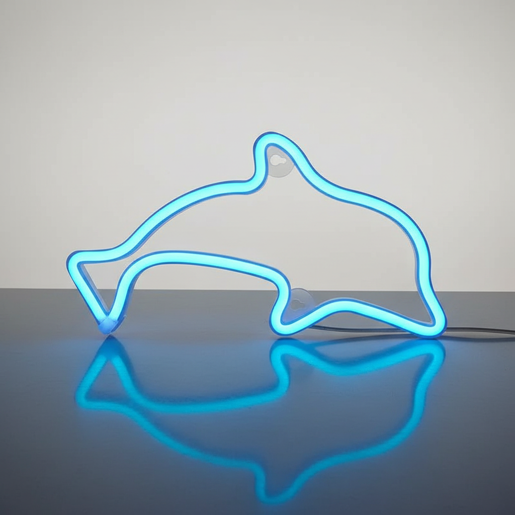 Néon Murale Dauphin Lampe Bleu Veilleuse de rêve