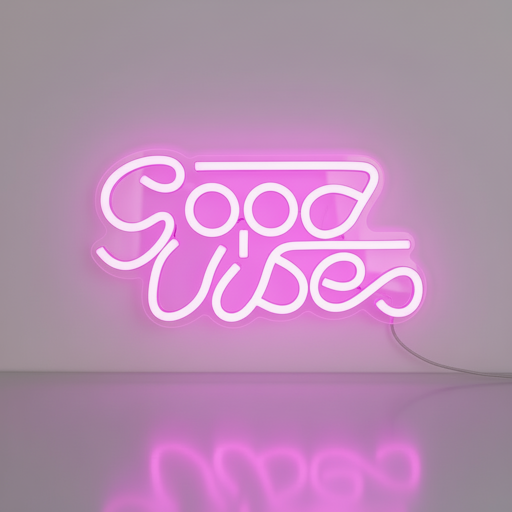 Neon Murale Good Vibes Rose Veilleuse de rêve